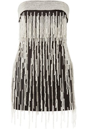 Attico | Crystal and faux-pearl embellished cotton-canvas mini dress | NET-A-PORTER.COM