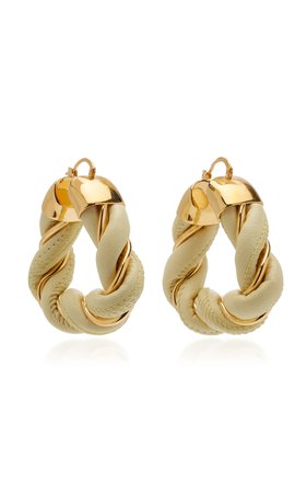 Twist Triangle Leather-Trimmed Gold Vermeil Earrings By Bottega Veneta | Moda Operandi