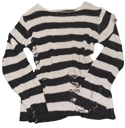 [undeadjoyf] distressed black and white striped sweater