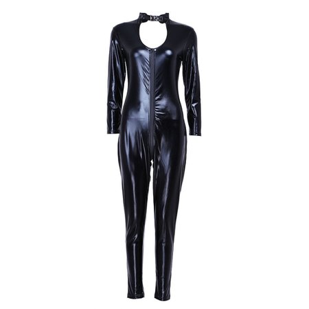 Sexy Women Catsuit Patent Leather Peekaboo Long Zip Bodycon Jumpsuit Bodysuit Clubwear Cat Woman Role Play Costume-in Sexy Costumes from Novelty & Special Use on Aliexpress.com | Alibaba Group