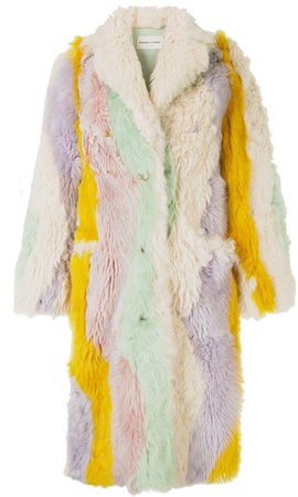 pastel multicolor fur coat