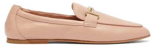 Double T Bar Leather Loafers - Womens - Pink