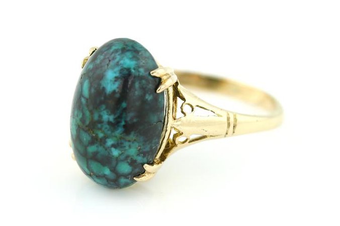 Spectacular Vintage 9ct Gold Turquoise Ring c.1970 – Lillicoco