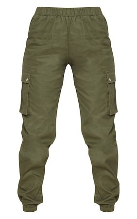 Petite Khaki Pocket Detail Cargo Trousers