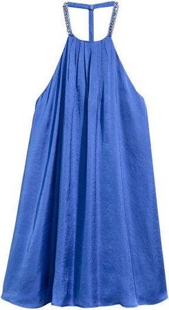 Satin Dress with Studs - Blue