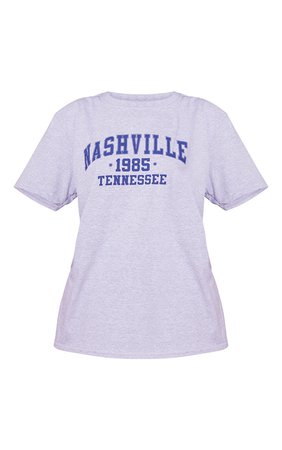 Ash Grey Nashville Print T Shirt | Tops | PrettyLittleThing USA