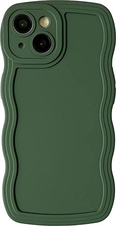 Caseative Solid Color Curly Wave Frame Soft Compatible with iPhone Case (Dark Green,iPhone 14 ProMax) : Cell Phones & Accessories