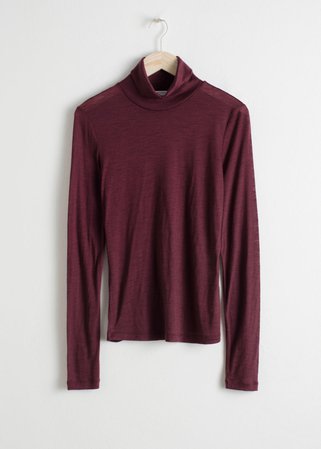 Thin Wool Knit Turtleneck - Red - Long Sleeve Tops - & Other Stories