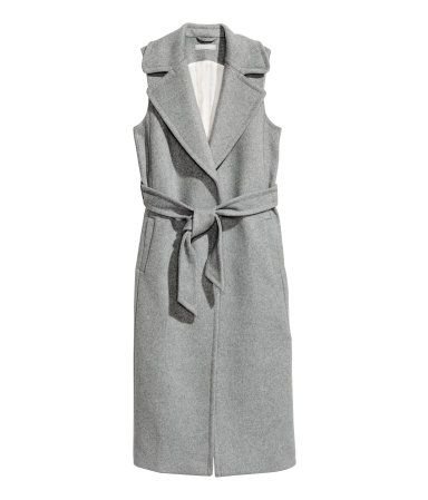 gray sleeveless coat