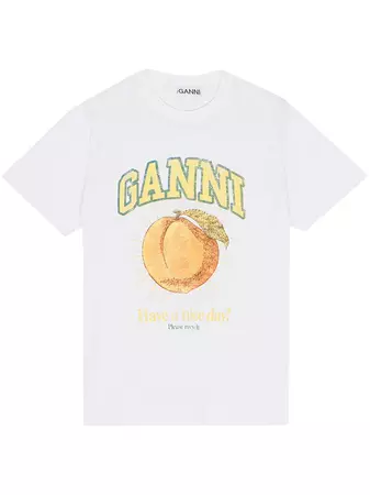 GANNI logo-print T-shirt - Farfetch