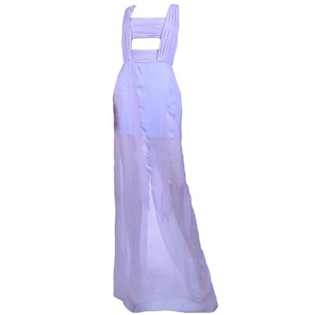 New VERSACE Lilac Chiffon Long Dress 38 For Sale at 1stDibs | lilac long dress, versace lilac dress, versace purple dress