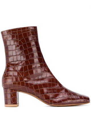 Hot Sale: BY FAR crocodile embossed ankle boots - Brown