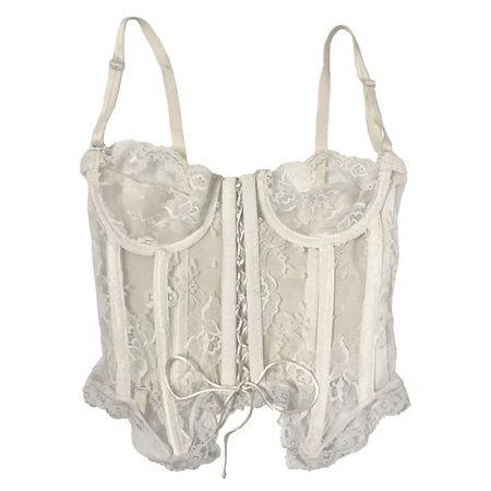 vintage off white/cream lace up corset lingerie top