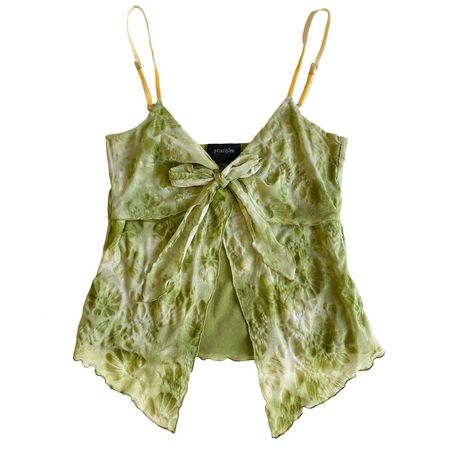GREEN MESH FLORAL CAMI TOP Unreal double layered... - Depop