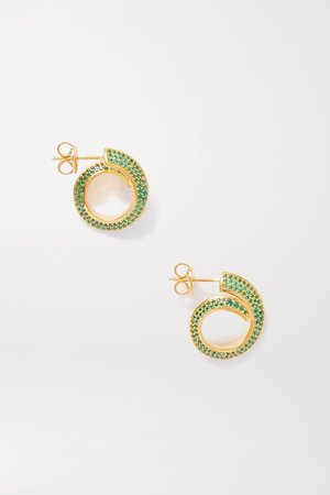 Green Gold-tone crystal earrings | Bottega Veneta | NET-A-PORTER