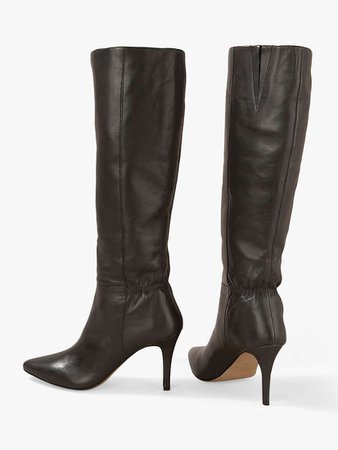 Mint Velvet Vanessa Leather Knee High Boots, Black at John Lewis & Partners