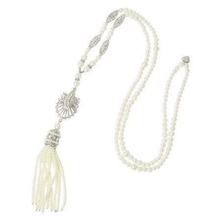 Frock and Frill | Deco Statement Pearl Rope Necklace with Tassel