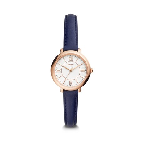 Jacqueline Three-Hand Navy Leather Watch - Fossil