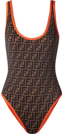 Roma Reversible Printed Swimsuit - Bright orange