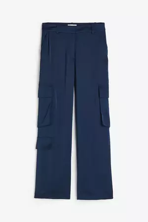 Satin Cargo Pants - Navy blue - Ladies | H&M US
