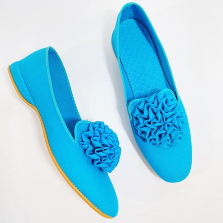 Vintage Daniel Green blue Pom Pom boudoir slippers | Etsy