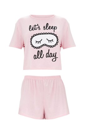Baby Pink Sleep All Day Pj Set | Pjs | PrettyLittleThing