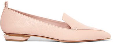 Beya Textured-leather Point-toe Flats - Pink