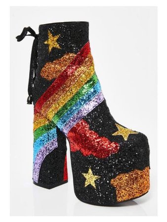 Glitter rainbow platform boots