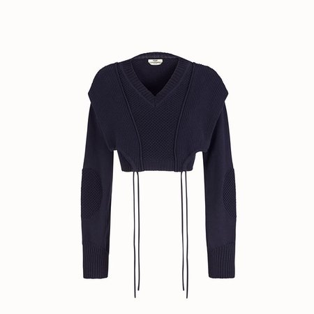 Blue Cotton Sweater - Pullover | Fendi
