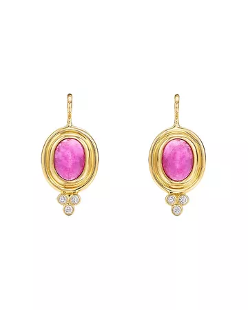 Temple St. Clair 18K Yellow Gold Classic Pink Tourmaline & Diamond Drop Earrings | Bloomingdale's