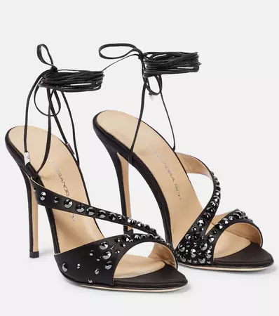 Alessandra Rich - Embellished silk satin sandals | Mytheresa