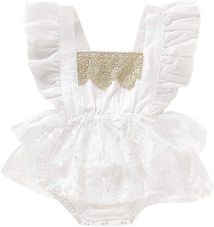 Amazon.com: Mikrdoo Newborn Infant Baby Girl Flower White Lace Off Shoulder Romper Jumpsuit Outfit Clothes (12-18 Months, B): Clothing