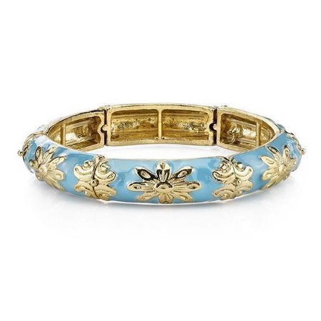 Gold-Tone Turquoise Enamel Stretch Bracelet