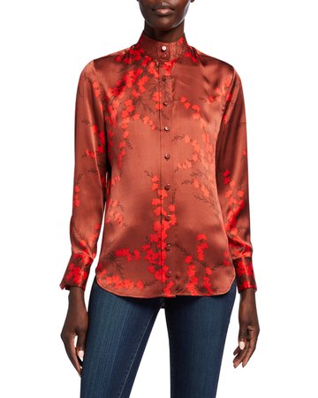 Equipment Maisa Floral Button-Down Silk Blouse | Neiman Marcus