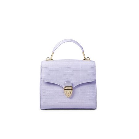 Midi Mayfair Bag in Lavender Croc | Aspinal of London
