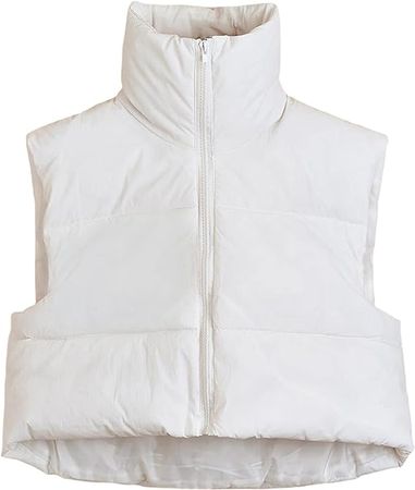 UANEO Cropped Puffer Vest Women Zip Up Stand Collar Sleeveless Padded Crop Puffy Vests at Amazon Women's Coats Shop