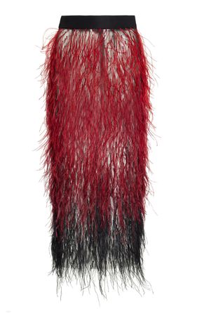 Feather-Embroidered Tulle Midi Skirt By Aliétte | Moda Operandi