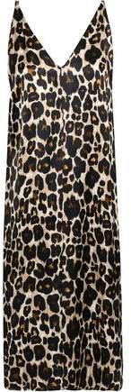 Leopard-print Sateen Slip Dress