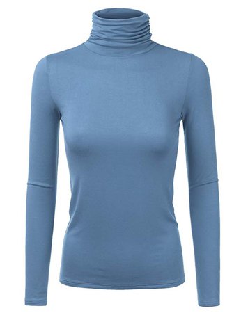 Doublju Soft Knit Turtleneck T-Shirt Top with Shirring Detail for Women with Plus Size at Amazon Women’s Clothing store: