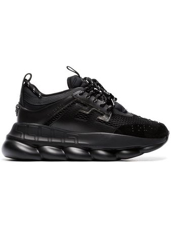 Versace black Chain Reaction chunky faux leather sneakers