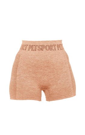 PLT PRETTYLITTLETHING Oatmeal Sport Seamless Ruched Bum Booty Short