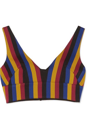 Rokh | Cropped striped cotton and wool-blend jacquard bra top | NET-A-PORTER.COM