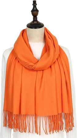 RIIQIICHY Pashmina Shawl for Women Weddings Wraps for Evening Dresses Orange Scarfs for Winter Warm Large Scarves at Amazon Women’s Clothing store