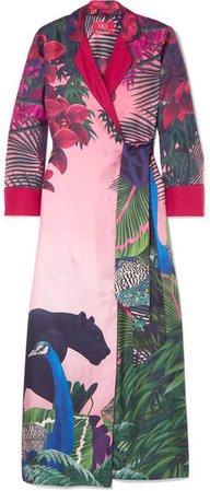 F.R.S For Restless Sleepers - Alectrona Printed Silk-satin Twill Wrap Maxi Dress - Pink