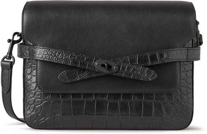 Belted Bayswater Croc Embossed Leather Crossbody Bag