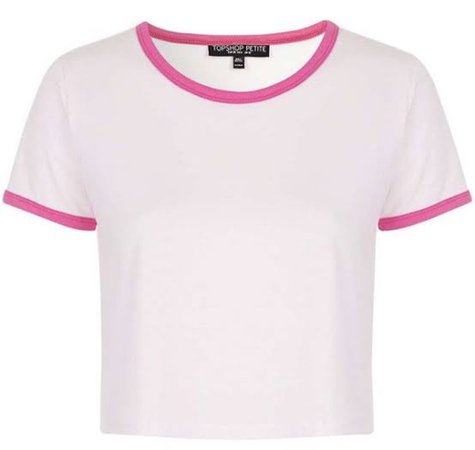 white crop top with pink trim
