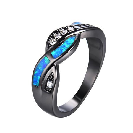 Twisted Ocean Blue Opal Ring - Treasure Fan
