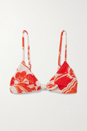 Red Carla bow-detailed floral-print triangle bikini top | Mara Hoffman | NET-A-PORTER