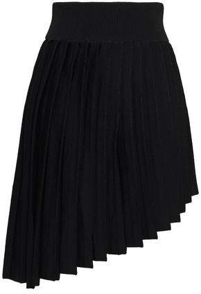 Asymmetric Pleated Ponte Mini Skirt
