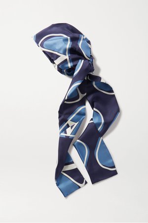 Navy Printed silk-twill turban | Valentino | NET-A-PORTER
